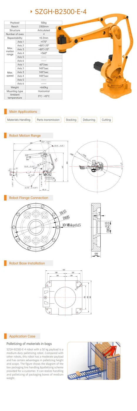 SZGH-B2300-E-4 4 Eksenli Paletleme Robotu — Teknik detaylar 1